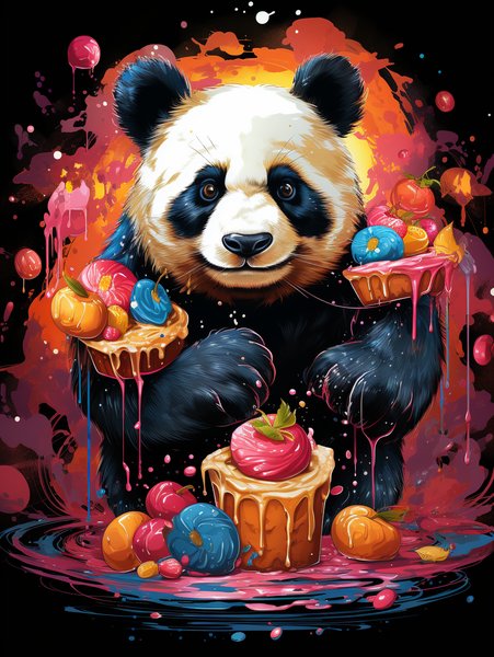 An Adorable Panda Bear Eating - Cute & Kawaii Screen Print T-Shirt & Hoodie