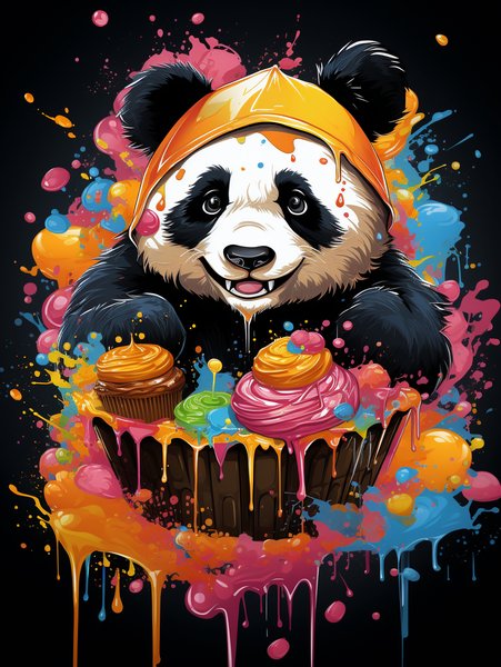 An Adorable Panda Bear Eating - Cute & Kawaii Screen Print T-Shirt & Hoodie