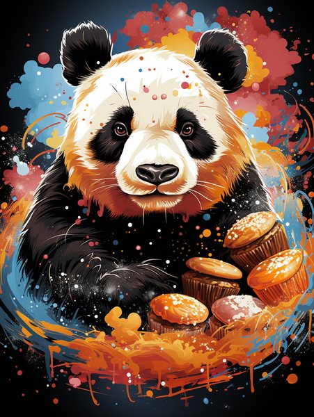 An Adorable Panda Bear Eating - Cute & Kawaii Screen Print T-Shirt & Hoodie