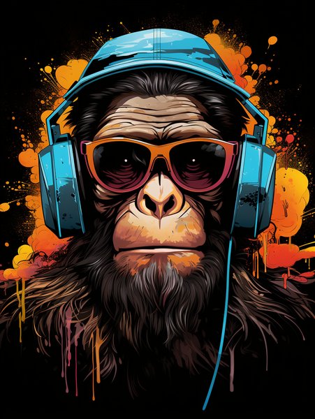 Colorful Cute Monkey With Sun - Cute & Kawaii Screen Print T-Shirt & Hoodie