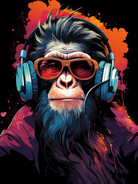 Colorful Cute Monkey With Sun - Cute & Kawaii Screen Print T-Shirt & Hoodie