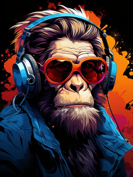 Colorful Cute Monkey With Sun - Cute & Kawaii Screen Print T-Shirt & Hoodie