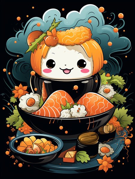 A Small Joyful Piece Of Sushi - Cute & Kawaii Screen Print T-Shirt & Hoodie