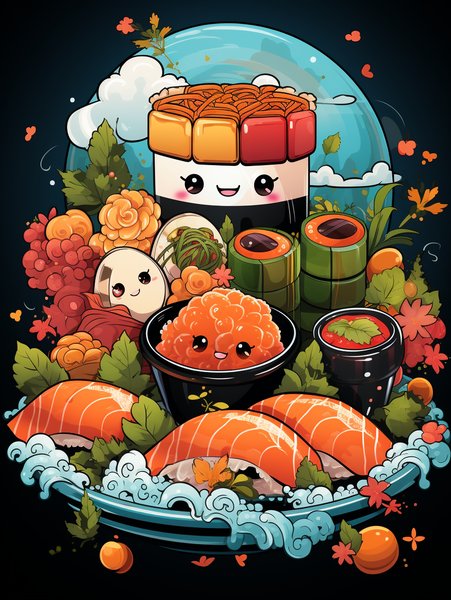 A Small Joyful Piece Of Sushi - Cute & Kawaii Screen Print T-Shirt & Hoodie