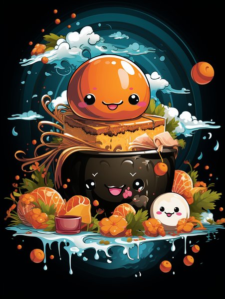 A Small Joyful Piece Of Sushi - Cute & Kawaii Screen Print T-Shirt & Hoodie
