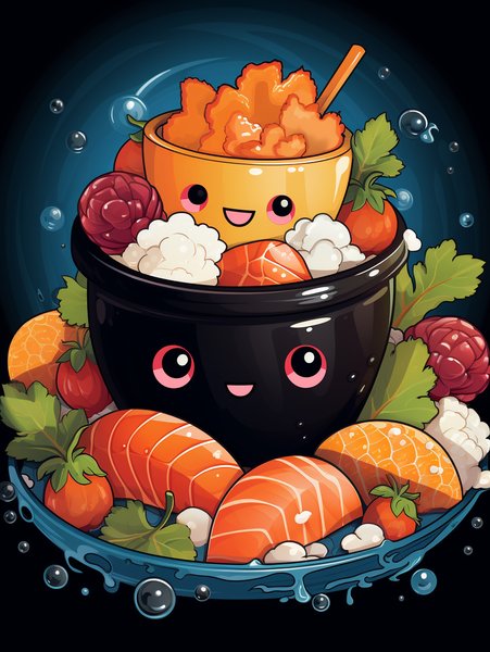 A Small Joyful Piece Of Sushi - Cute & Kawaii Screen Print T-Shirt & Hoodie