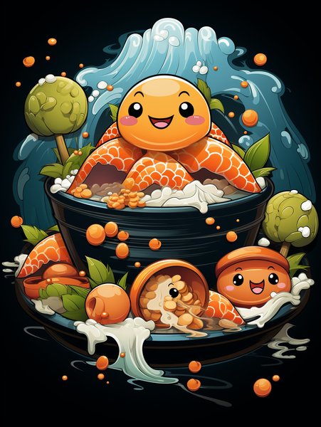 A Small Joyful Piece Of Sushi - Cute & Kawaii Screen Print T-Shirt & Hoodie