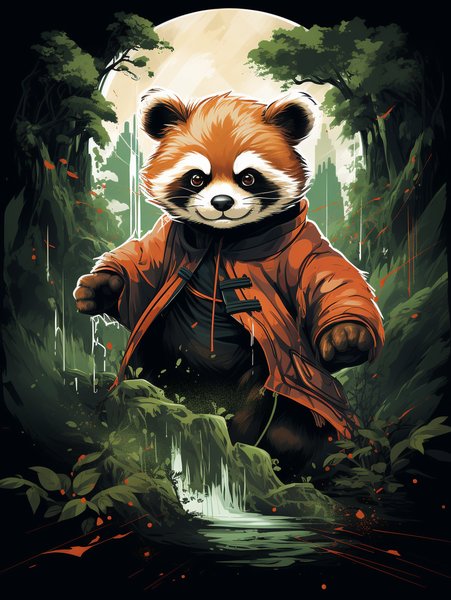 A Charming Red Panda Dressed - Cute & Kawaii Screen Print T-Shirt & Hoodie