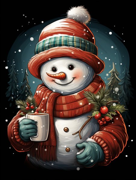A Charming Snowman Wearing A - Cute & Kawaii Screen Print T-Shirt & Hoodie