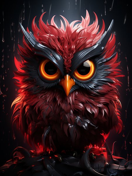 Crimson Anthropomorphic Owl P - Cute & Kawaii Screen Print T-Shirt & Hoodie