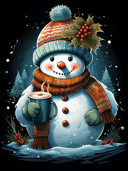 A Charming Snowman Wearing A - Cute & Kawaii Screen Print T-Shirt & Hoodie