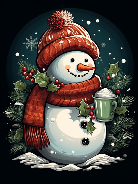 A Charming Snowman Wearing A - Cute & Kawaii Screen Print T-Shirt & Hoodie
