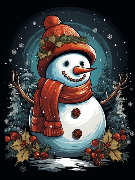 A Charming Snowman Wearing A - Cute & Kawaii Screen Print T-Shirt & Hoodie
