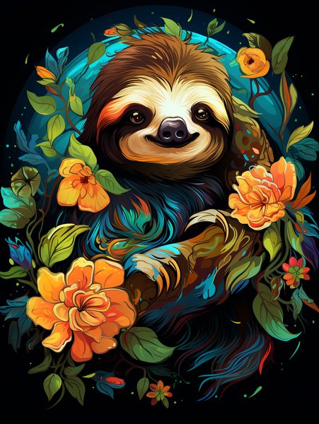 A Cheerful Sloth Hanging From - Cute & Kawaii Screen Print T-Shirt & Hoodie