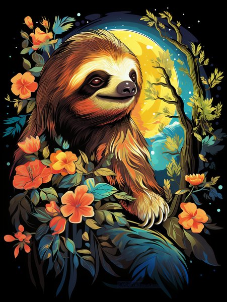 A Cheerful Sloth Hanging From - Cute & Kawaii Screen Print T-Shirt & Hoodie