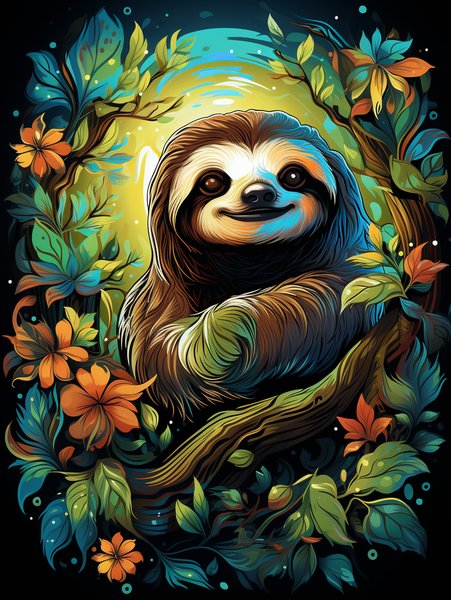 A Cheerful Sloth Hanging From - Cute & Kawaii Screen Print T-Shirt & Hoodie