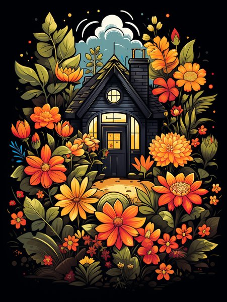 A Cheerful Tiny House With A - Cute & Kawaii Screen Print T-Shirt & Hoodie