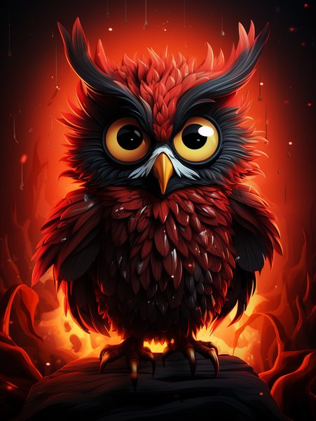 Crimson Anthropomorphic Owl P - Cute & Kawaii Screen Print T-Shirt & Hoodie