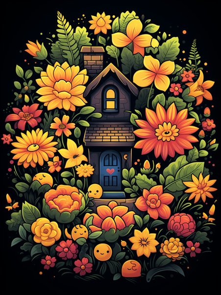 A Cheerful Tiny House With A - Cute & Kawaii Screen Print T-Shirt & Hoodie