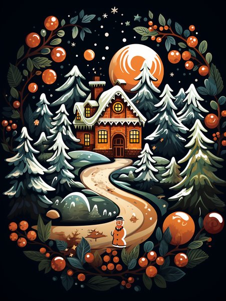 A Cozy Little Gingerbread Hou - Cute & Kawaii Screen Print T-Shirt & Hoodie