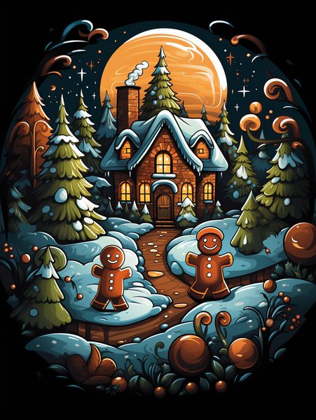 A Cozy Little Gingerbread Hou - Cute & Kawaii Screen Print T-Shirt & Hoodie