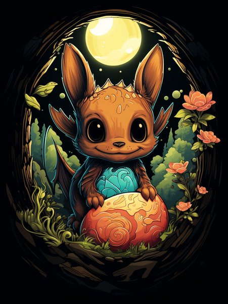 A Cute Baby Dragon Hatching F - Cute & Kawaii Screen Print T-Shirt & Hoodie