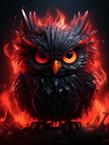 Crimson Anthropomorphic Owl P - Cute & Kawaii Screen Print T-Shirt & Hoodie