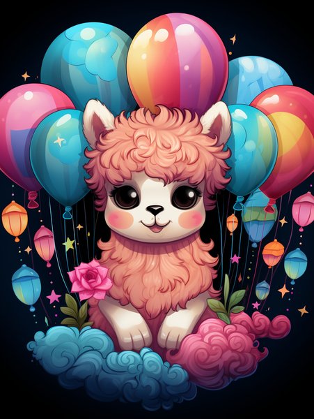 A Cute Fluffy Alpaca Surround - Cute & Kawaii Screen Print T-Shirt & Hoodie