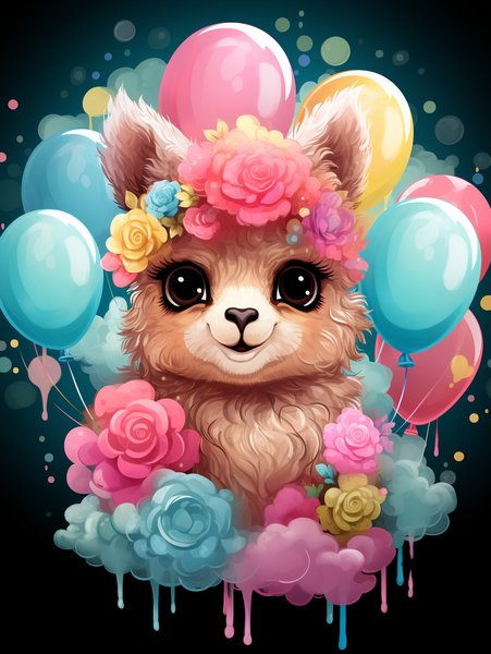 A Cute Fluffy Alpaca Surround - Cute & Kawaii Screen Print T-Shirt & Hoodie