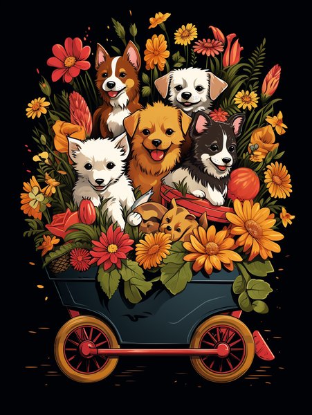 A Cute Little Red Wagon Fille - Cute & Kawaii Screen Print T-Shirt & Hoodie