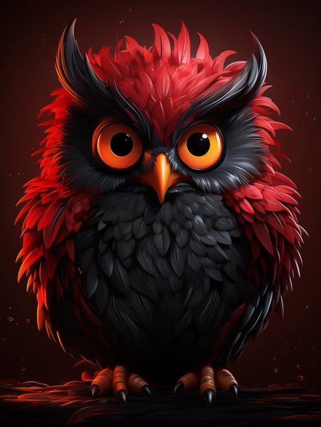 Crimson Anthropomorphic Owl P - Cute & Kawaii Screen Print T-Shirt & Hoodie