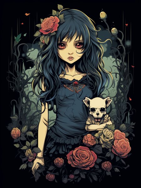 A Cute Little Zombie Girl Wit - Cute & Kawaii Screen Print T-Shirt & Hoodie