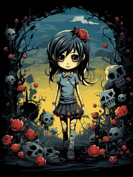 A Cute Little Zombie Girl Wit - Cute & Kawaii Screen Print T-Shirt & Hoodie