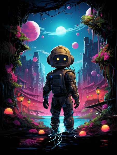 A Cute Robot Exploring A Futu - Cute & Kawaii Screen Print T-Shirt & Hoodie