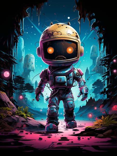 A Cute Robot Exploring A Futu - Cute & Kawaii Screen Print T-Shirt & Hoodie