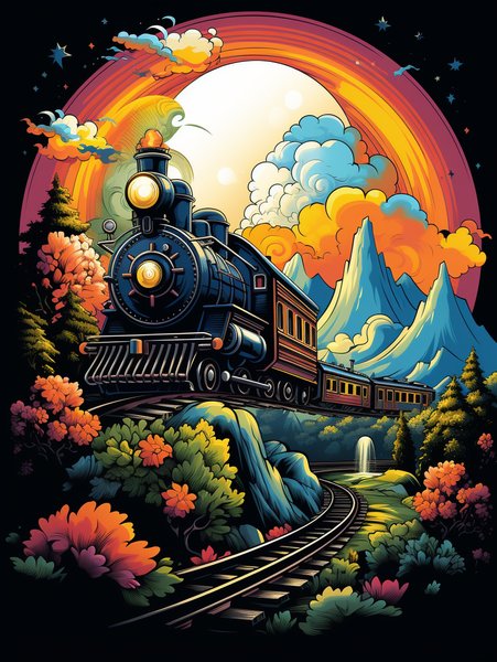 A Cute Tiny Train Chugging Al - Cute & Kawaii Screen Print T-Shirt & Hoodie