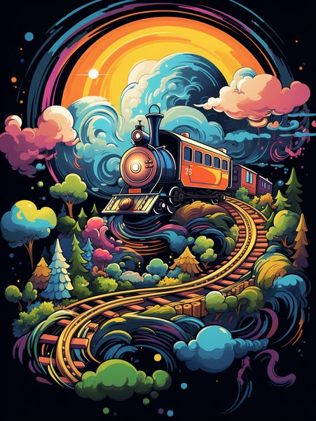 A Cute Tiny Train Chugging Al - Cute & Kawaii Screen Print T-Shirt & Hoodie