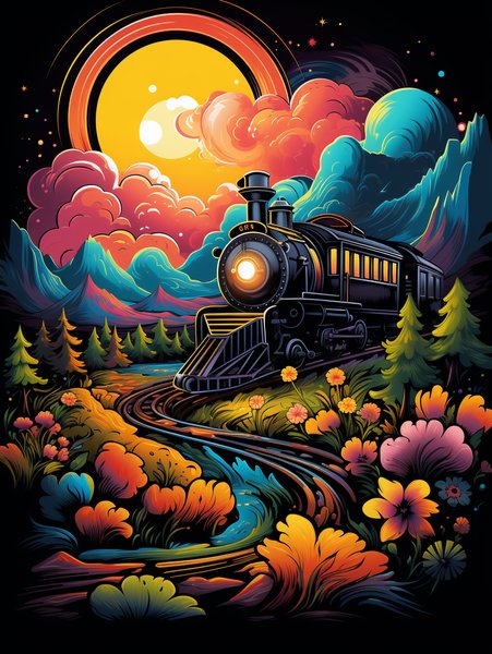 A Cute Tiny Train Chugging Al - Cute & Kawaii Screen Print T-Shirt & Hoodie