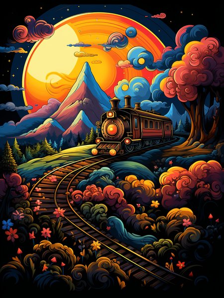 A Cute Tiny Train Chugging Al - Cute & Kawaii Screen Print T-Shirt & Hoodie