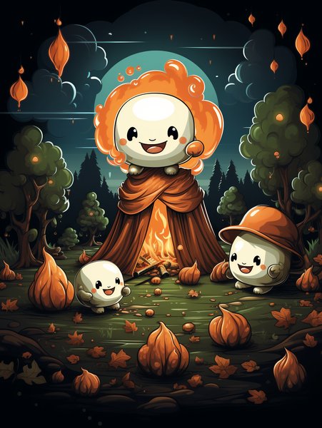 A Delightful Little Campfire - Cute & Kawaii Screen Print T-Shirt & Hoodie