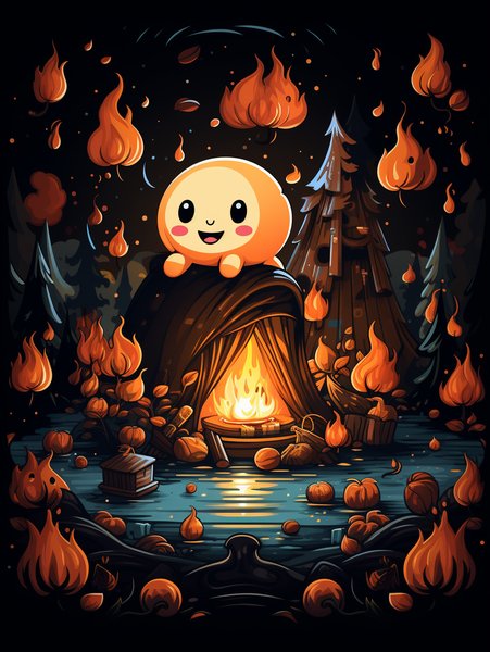 A Delightful Little Campfire - Cute & Kawaii Screen Print T-Shirt & Hoodie
