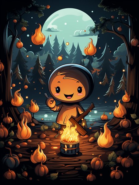 A Delightful Little Campfire - Cute & Kawaii Screen Print T-Shirt & Hoodie