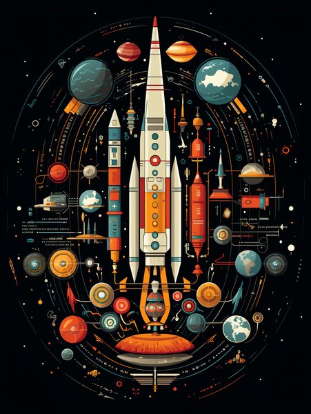 Retro Space Exploration Theme - Futuristic & Cyberpunk Screen Print T-Shirt & Hoodie