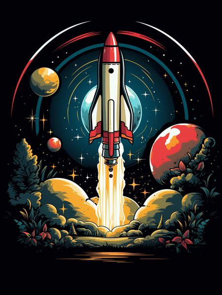 Retro Space Exploration Theme - Futuristic & Cyberpunk Screen Print T-Shirt & Hoodie