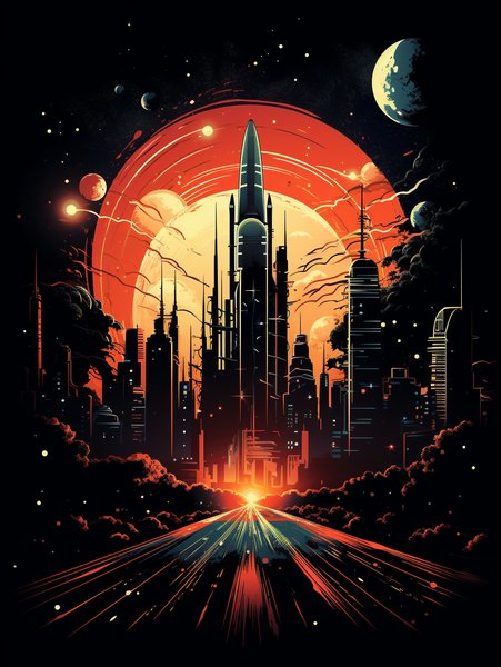 Sleek Chrome Rockets Soaring - Futuristic & Cyberpunk Screen Print T-Shirt & Hoodie