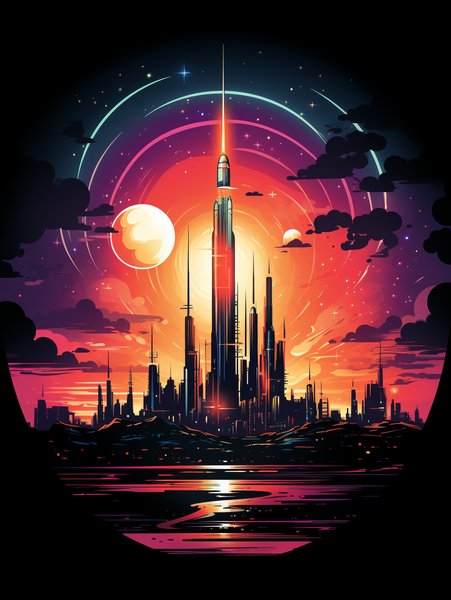 Sleek Chrome Rockets Soaring - Futuristic & Cyberpunk Screen Print T-Shirt & Hoodie
