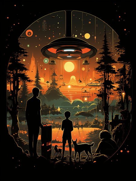 A 1960s Family Gathered Aroun - Futuristic & Cyberpunk Screen Print T-Shirt & Hoodie