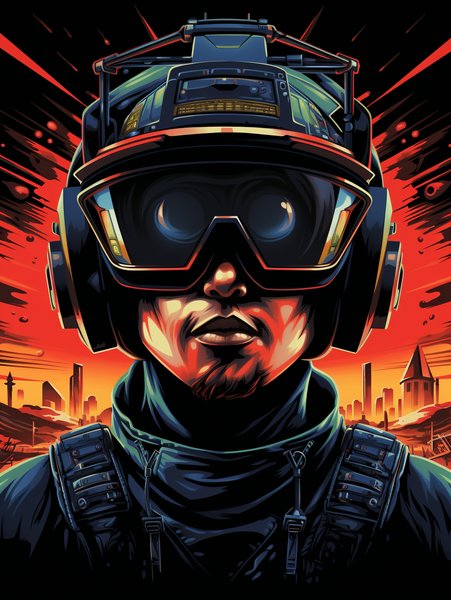 VR Headset Gouache Style High - Futuristic & Cyberpunk Screen Print T-Shirt & Hoodie