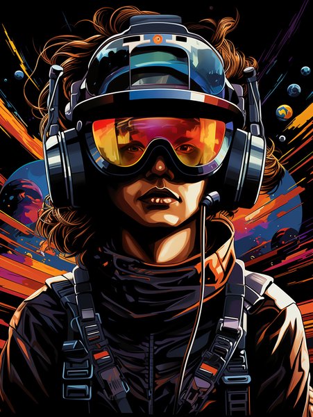 VR Headset Gouache Style High - Futuristic & Cyberpunk Screen Print T-Shirt & Hoodie