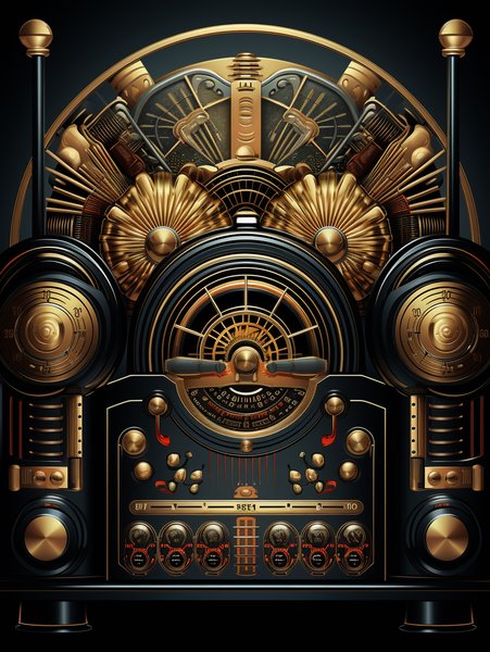 Vintage Radio Set With Art De - Futuristic & Cyberpunk Screen Print T-Shirt & Hoodie